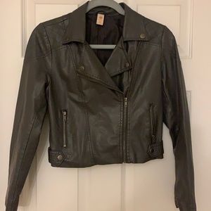 Dark grey girls faux leather jacket, size XL 14/16.